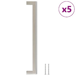 vidaXL Poignées d'armoire 5 pcs argenté 224 mm acier inoxydable