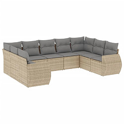 Maison Chic Salon de jardin avec coussins 9 pcs | Ensemble de Table et chaises | Mobilier d'Extérieur beige résine tressée -GKD71399