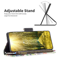 Etui en PU magnétique avec support et pochette zippée pour votre Samsung Galaxy A14 5G - arbre de vie