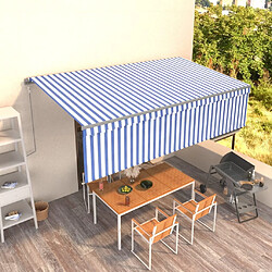 Maison Chic Store banne | Auvent rétractable de porte | Marquise Brise-soleil automatique avec store 5x3 m Bleu et blanc -GKD39807