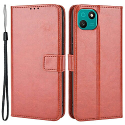 Htdmobiles Housse pour Wiko T10 - etui coque pochette portefeuille + verre trempe - MARRON