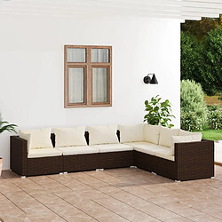 Maison Chic Salon de jardin 6 pcs + coussins - Mobilier/Meubles de jardin - Table et chaises d'extérieur Résine tressée Marron -MN10996