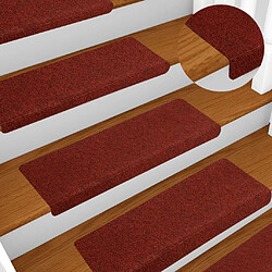 vidaXL Tapis de marches d'escalier 10pcs Bordeaux 65x21x4cm Aiguilleté