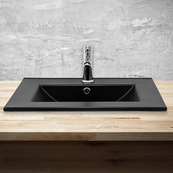 Acheter ML DESIGN MODERN LIVING Lavabo en céramique noir mat vasque encastrer pour salle de bain 615x470x175 mm