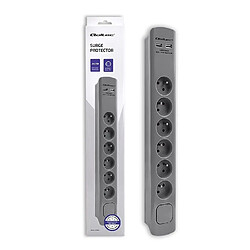 Surge protector 6 sockets, 2xUSB, 1.8m