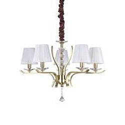 Ideal Lux Chandelier abats jours Pegaso Métal Laiton satiné 5 ampoules 62cm