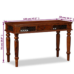 vidaXL Table d'écriture Bois massif de Sesham 120 x 50 x 76 cm pas cher