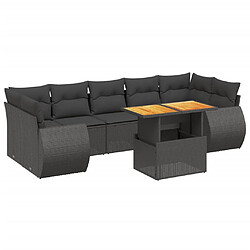 vidaXL Salon de jardin 8 pcs avec coussins noir résine tressée