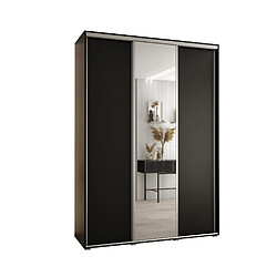 Abiks Meble Armoire à portes coulissantes Davos 3 235.2 x 170 x 45 3 portes coulissante (Noir/Noir/Argent)