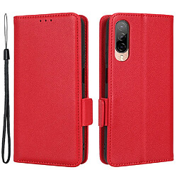 Etui en PU texture litchi, fermoir magnétique double avec support pour votre HTC Desire 22 Pro 5G - rouge