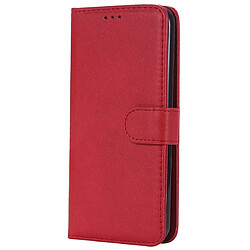 Wewoo Housse Coque Pour LG G8 ThinQ Solid Color Horizontal Flip de protection avec support et fentes cartes et portefeuille et cadre photo et lanière rouge