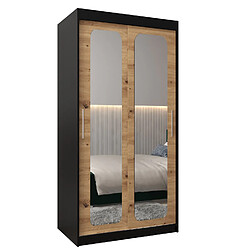 Abiks Meble Armoire PROMO T3 À Portes Coulissantes 200/100/62 2 Portes (Noir/Artisan)