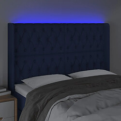 Avis vidaXL Tête de lit à LED Bleu 163x16x118/128 cm Tissu