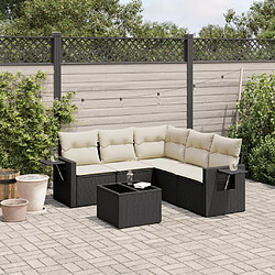 Maison Chic Ensemble Tables et chaises d'extérieur 6pcs avec coussins,Salon de jardin noir résine tressée -GKD568504