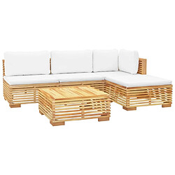 Avis Maison Chic Salon de jardin 5 pcs + coussins - Mobilier/Meubles de jardin - Table et chaises d'extérieur Bois de teck solide -MN54935