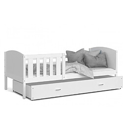 Kids Literie Lit Enfant Tami 90x190 ( Sans Matelas ) Blanc - blanc Livré avec le sommiers et tiroir.