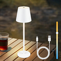 Nettlife Lampe de chevet sans fil, LED 2600mAh, lampe de table extérieur rechargeable, tactile, blanche, avec prise USB