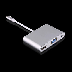 Wewoo Câble argent pour ordinateur portable et ampli Carnet USB-C / Type-C 3.1 à VGA & HDMI ampère Adaptateur audio vidéo Jack 3,5 mm,