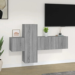 Maison Chic Ensemble de meubles TV 3 pcs | Banc TV Moderne pour salon | Meuble de Rangement - Sonoma gris Bois d'ingénierie -MN66764