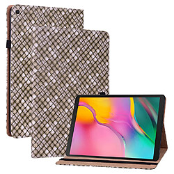 Etui en PU texture tissée avec support et porte-cartes marron pour votre Samsung Galaxy Tab A 10.1 (2019) T510/T515