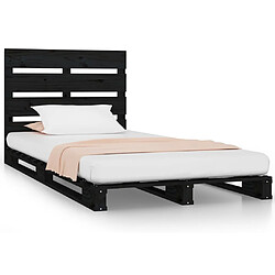 vidaXL Cadre de lit sans matelas noir 75x190 cm bois de pin massif