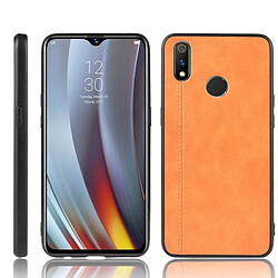 Wewoo Coque Pour Oppo Realme 3 Antichoc Couture Vache Motif Peau PC + PU + TPU Cas Orange