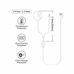 Câble Chargeur Pour Iphone Module Magnétique Pour Apple Watch 2 En 1 / 1 Mètre