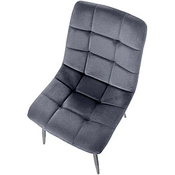 Decoshop26 Lot de 2 chaises de salle à manger coutures décoratives carrées en velours gris foncé et pieds en métal noir 10_0001572 pas cher