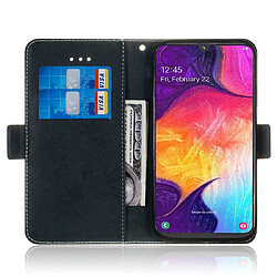 Wewoo Housse Coque Etui en cuir multifonctionnel avec rabat horizontal fente pour carte et support Galaxy A50 noir pas cher