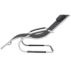 Avis Maison Chic Chaise longue avec oreiller | Bain de soleil Relax | Transat Aluminium et textilène noir -GKD94855