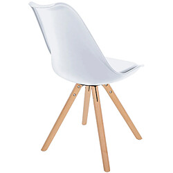 Decoshop26 Chaise de salle à manger x1 style scandinave assise en plastique blanc et pieds ronds en bois clair 10_0001447 pas cher