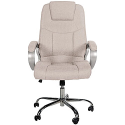 Decoshop26 Fauteuil de bureau ergonomique est confortable en tissu crème et métal chromé 10_0002384