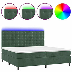 Maison Chic Lit adulte- Lit + matelas + LED,Sommier à lattes de lit matelas et LED Vert foncé 200x200 cm -GKD16288