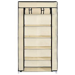 Avis vidaXL Armoire à chaussures avec housse Crème 58x28x106 cm Tissu