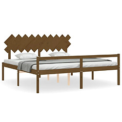 Maison Chic Lit adulte - Cadre Structure de lit avec tête de lit Contemporain marron miel 200x200cm bois massif -MN63257