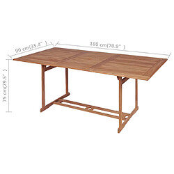 vidaXL Table de jardin 180x90x75 cm Bois de teck solide pas cher