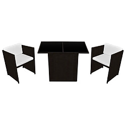 vidaXL Ensemble de bistro 3 pcs avec coussins résine tressée marron