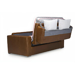 Vente-Unique Canapé 3 places convertible express 100% cuir de buffle vintage caramel matelas 14cm DELECTEA II pas cher