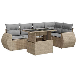 vidaXL Salon de jardin avec coussins 6 pcs beige résine tressée