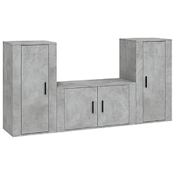 vidaXL Ensemble de meubles TV 3 pcs Gris béton Bois d'ingénierie