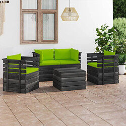 Maison Chic Salon palette de jardin 5 pcs avec coussins,Table et Chaises d'extérieur,Mobilier de jardin Bois de pin massif -MN30106