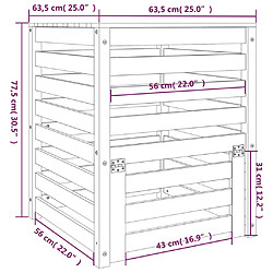 vidaXL Composteur Gris 63,5x63,5x77,5 cm Bois massif de pin pas cher