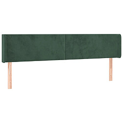 vidaXL Tête de lit avec oreilles Vert foncé 163x16x78/88 cm Velours