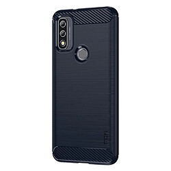 Coque en TPU MOFI anti-empreintes digitales, texture en fibre de carbone bleu pour votre Motorola G Pure