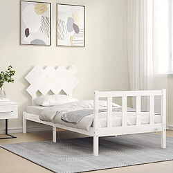 Avis Maison Chic Lit adulte - Cadre Structure de lit avec tête de lit Contemporain blanc 90x200 cm bois massif -MN85582