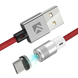 Wewoo Câble 1m 2A Sortie 360 ° Casual USB vers Micro USB de recharge magnétique, Indicateur LED bleu intégré pour Samsung Galaxy S7 & S7 Edge / LG G4 / Huawei P8 / Xiaomi Mi4 & autres Smartphones Rouge