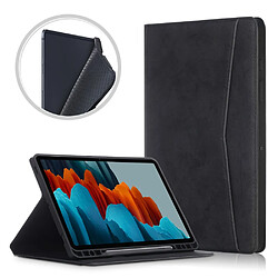 Etui en PU Poche avant avec support et porte-stylo noir pour votre Samsung Galaxy Tab S7 FE T736