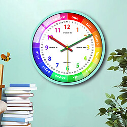 Acheter 12 '' Horloge Murale Colorée Enfants école Classe Indiquant L'heure Cadre Vert D