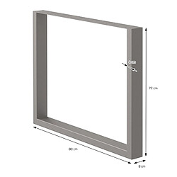 Avis Ecd Germany 2x Pieds de table acier 80 x 72 cm gris châssis support de table rectangulaire