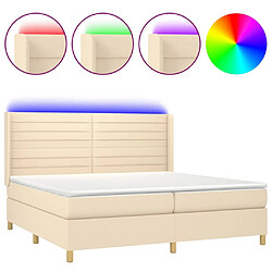 Sommier à lattes,Cadre à lattes de lit pour Adulte matelas et LED Crème 200x200 cm Tissu -MN78928